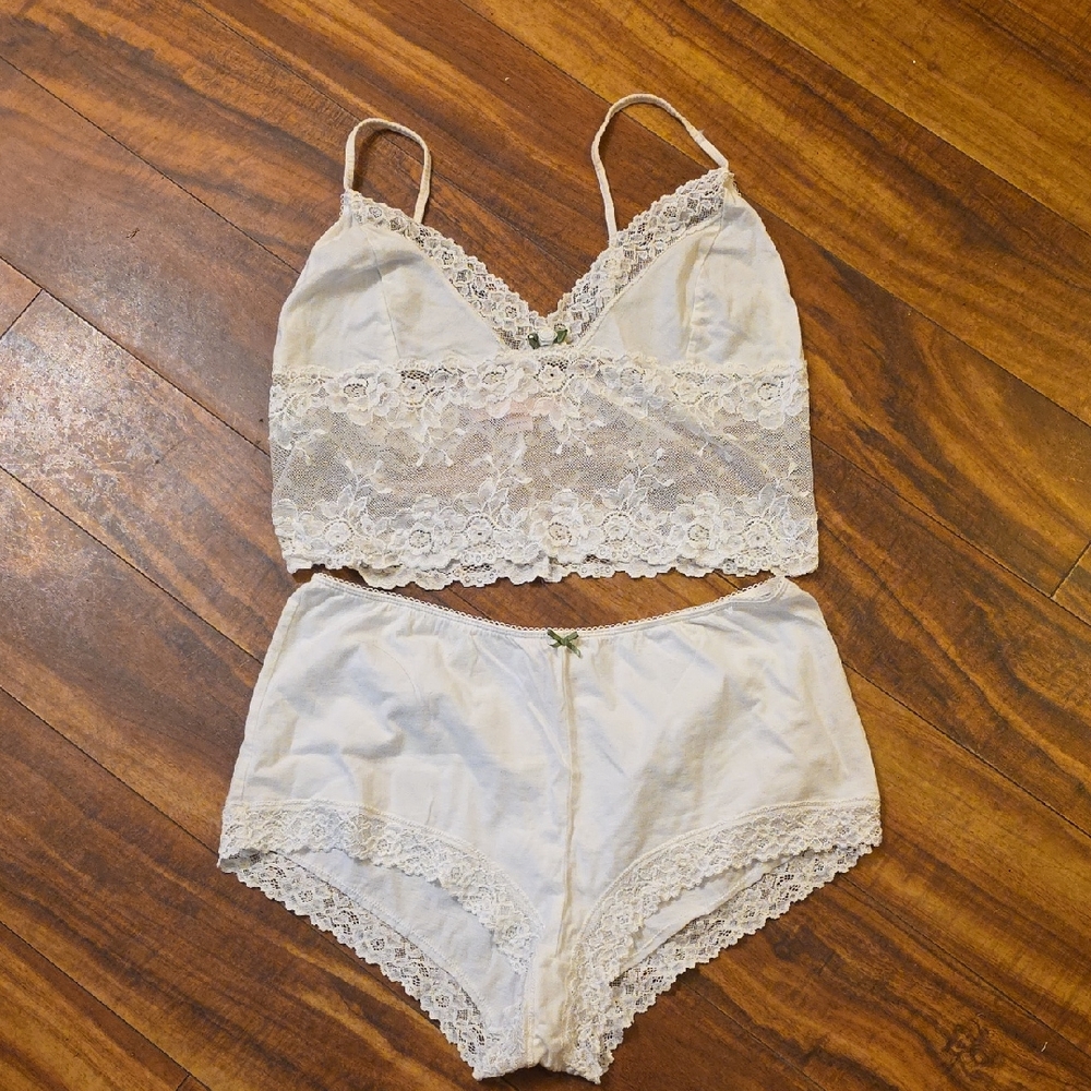 Victoria's Secret White Lace Bralette and Panty Set